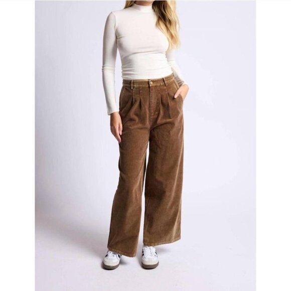 NEW SAGE THE LABEL kahlo washed cord pant in brown Size SMALL NWT - Picture 1 of 10